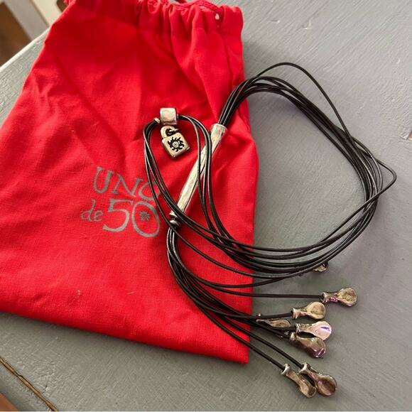 Uno De 50 Unode50 Brown Leather & Silver Necklace - Picture 8 of 8